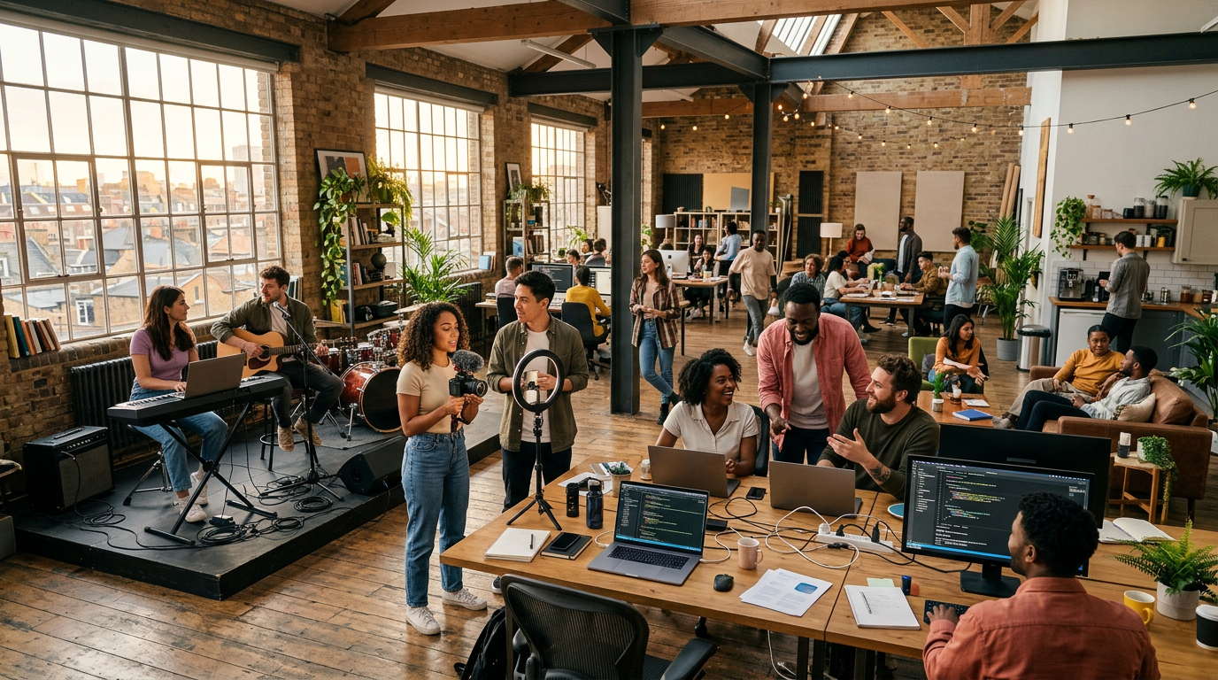 Creative community in shared workspace